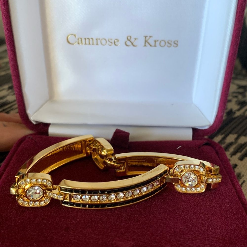Camrose & Kross Jackie Kennedy Collection Clear & Black Rhinestone Bracelet